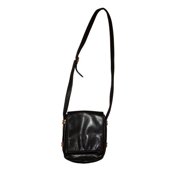 Preswick & Moore Buttery Soft Black Leather Crossbody Bag Purse With Gold Accent - Picture 4 of 9